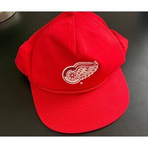 1990's Detroit Junior Red Wings Red Cap Hat Hockey Embroidered Cap Adjustable